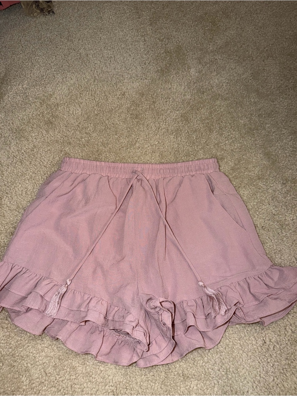 Lost + Wander Dusty Pink Ruffle Drawstring Shorts
